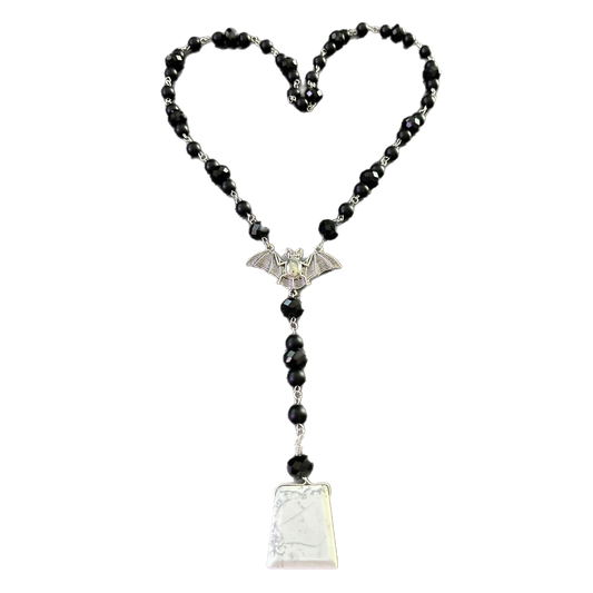 Gothic Bat Rosary (Howlite) - Twilight Funeral